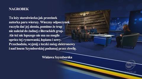 "Szymborska pozwalała ludziom wspinać się na palce do siebie w lekki sposób" (TVN24)