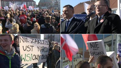 Transparenty, gwizdy i okrzyki w Koszalinie. Komorowski mówi o zgodzie