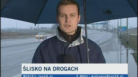 Trudna sytuacja na drogach w woj. dolnośląskim (TVN24)