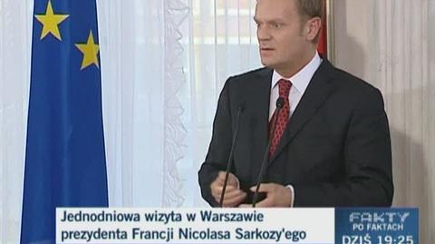 Tusk dziękuję Sarkozy'emu za przyjaźń (TVN24)