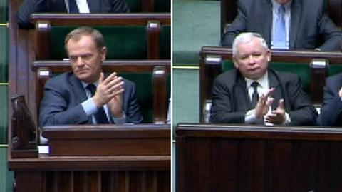 Tusk i Kaczyński wzajemnie się oklaskiwali w Sejmie 