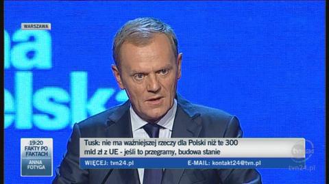 Tusk: PiS chce zatknąć biało-czerwną flagę na kupie gruzu