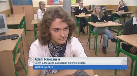 Uczniowie i dyrektor Gdańskiego Gimnazjum Autonomicznego o próbnym teście (TVN24)
