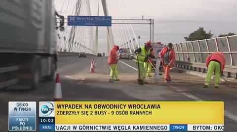 Wypadek na obwodnicy Wrocławia, zderzył się dwa busy