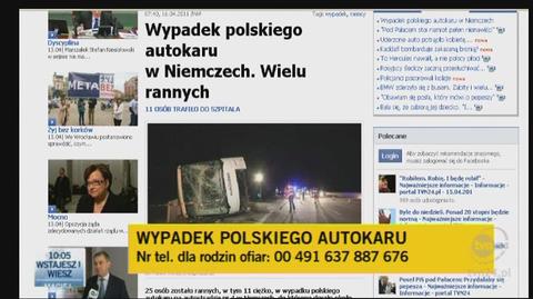 Wypadek polskiego autokaru w relacji reportera Radia Zet Wojciecha Hernesa (TVN24)