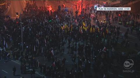Zamieszki na Placu na Rozdrożu (TVN24)