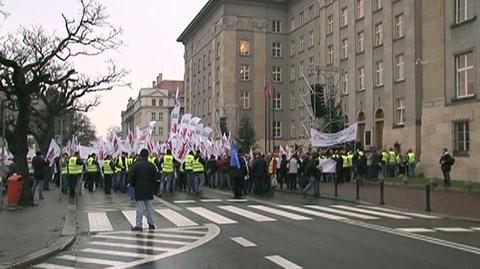 Związkowcy demonstrowali w Katowicach