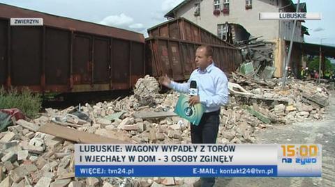 Zwierzyn po katastrofie w relacji reportera programu "15 na żywo"/TVN24