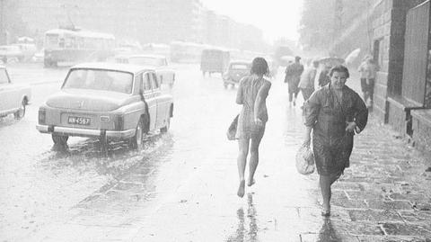 Potężna ulewa w Warszawie w 1968 roku 