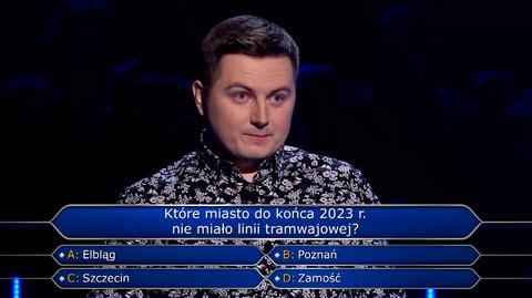 Które miasto do końca 2023 r. nie miało linii tramwajowej? Pytanie w "Milionerach" za 125 tysięcy złotych