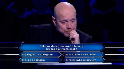 Odmiana brydża dla trzech osób w pytaniu z "Milionerów" za 20 tysięcy złotych