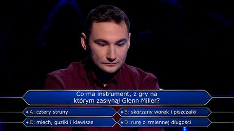 Pytanie w "Milionerach" za 75 tysięcy złotych. Dotyczyło instrumentu Glenna Millera