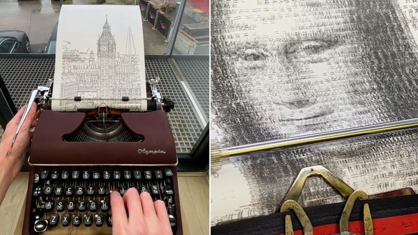 "Rysuje" za pomocą maszyny do pisania. Stworzył tak m.in. "Mona Lisę"