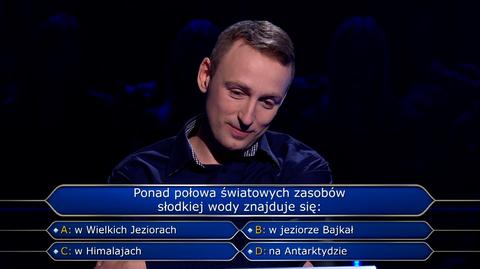 Pytanie w "Milionerach" za 75 tysięcy złotych o światowe zasoby słodkiej wody