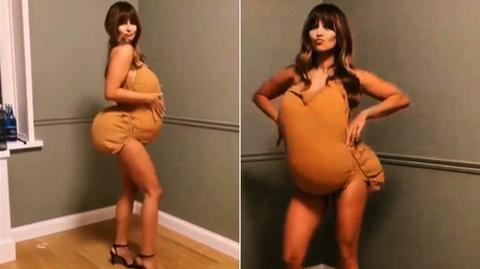 Anna Lewandowska dances dressed as an overweight woman