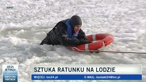 Akcja ratownicza WOPR przy użyciu koła (TVN24)