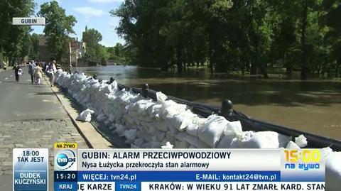 Alarm przeciwpowodziowy w Gubinie (TVN24)