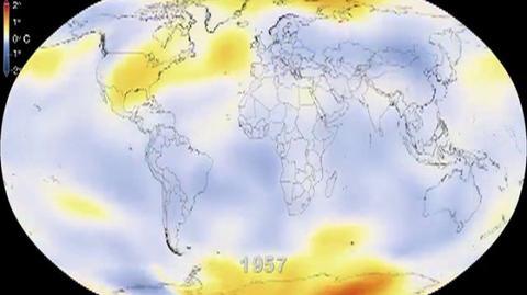 Animacja ocieplania się planety w latach 1954-2013
