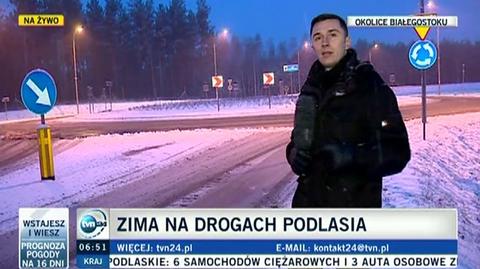 Biało na drogach Podlasia (TVN24)