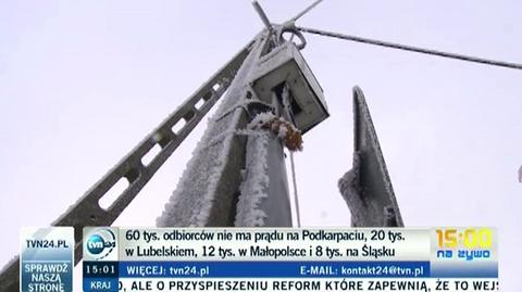Brak prądu na Podkarpaciu dotyka dziesiątek tysięcy osób (TVN24)