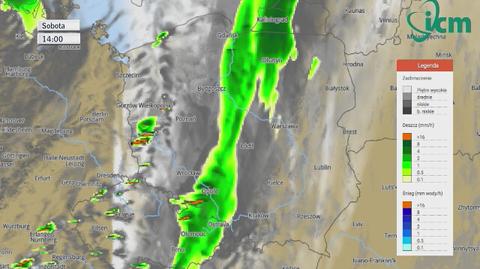 Burze nad Polską w sobotę (ICM UW)