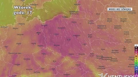 Temperatura w ciągu najbliższych pięciu dni (Ventusky.com) | wideo bez dźwięku