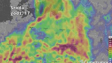 Potencjalne burze w najbliższych dniach (ventusky.com | wideo bez dźwięku)