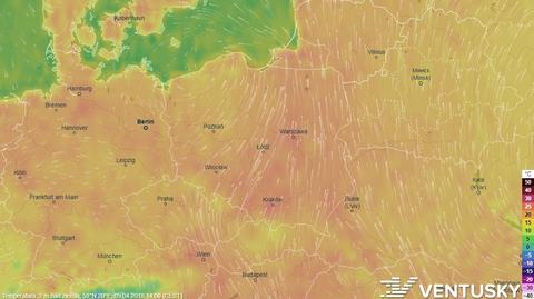 Temperatura w najbliższych dniach (ventusky.com)