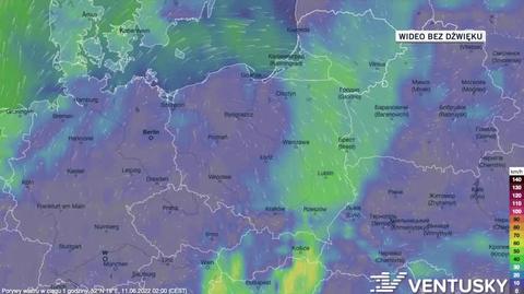 Prognozowane porywy wiatru w dniach 11-15.06