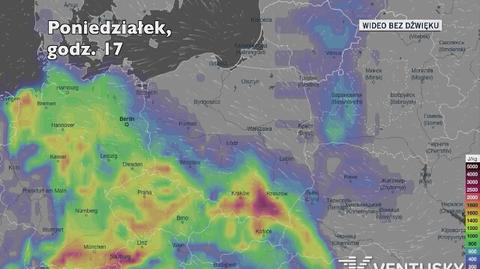 Potencjalne burze w ciągu kolejnych dni (Ventusky.com)