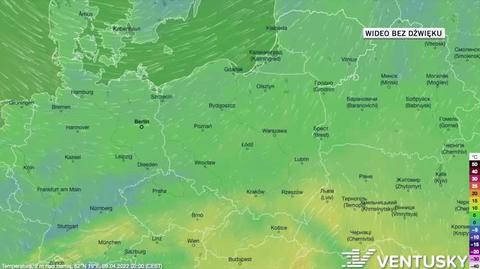 Prognozowana temperatura w dniach 9-13.04