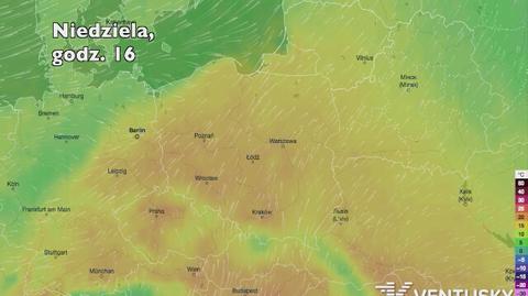 Temperatura w ciągu w kolejnych pięciu dni (Ventusky.com) (wideo bez dźwięku)