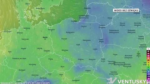 Prognozowana temperatura w dniach 25-29.12