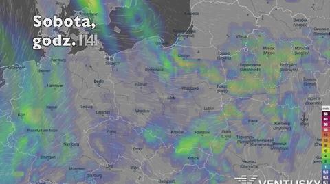 Prognozowane opady deszczu w kolejnych dniach (Ventusky.com) (wideo bez dźwięku)