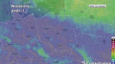 Porywy wiatru w ciągu pięciu dni (Ventusky.com) | wideo bez dźwięku