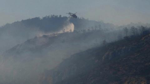 Pożar w rejonie masywu Parnita w Grecji