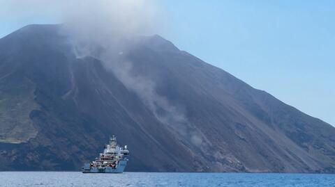 Turyści o wybuchu wulkanu Stromboli