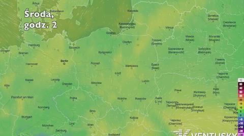 Temperatura w ciągu w kolejnych pięciu dni (Ventusky.com) (wideo bez dźwięku)