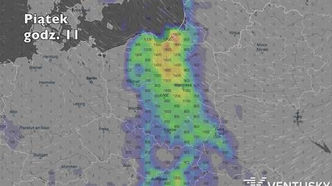 Potencjalne miejsce wystąpienia burz (Ventusky.com)