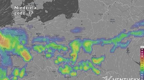 Prognoza opadów na pięć dni (ventusky.com) 