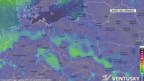 Prognozowane porywy wiatru w dniach 6-11.06