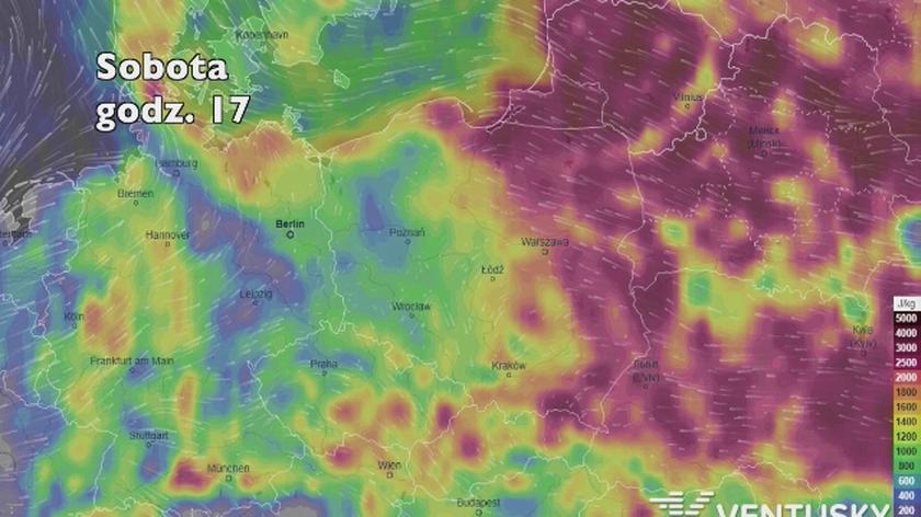 Potencjalne burze w najbliższych dniach (ventusky.com|wideo bez dźwięku)