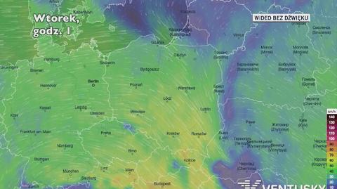 Prognozowane porywy wiatru w najbliższych dniach