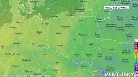 Prognozowana temperatura w dniach 15-19.03