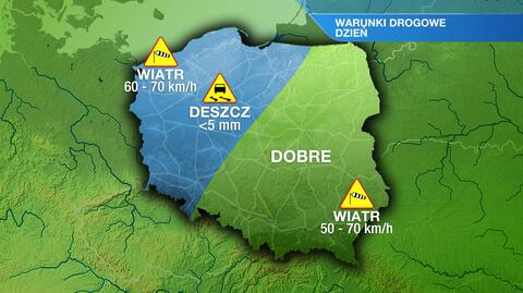 Warunki drogowe w poniedziałek