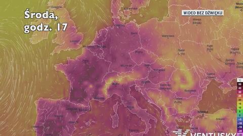 Prognozowana temperatura w Europie w następnych dniach (Ventusky.com)