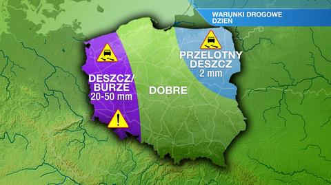 Warunki drogowe w poniedziałek