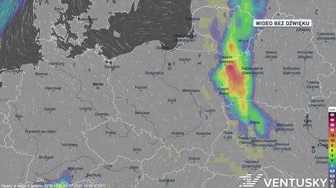 Prognozowane opady w dniach 3-7.07