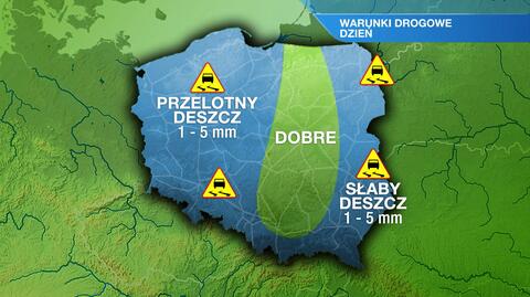 Warunki drogowe w poniedziałek