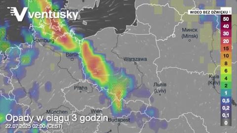 Prognozowane opady w kolejnych dniach